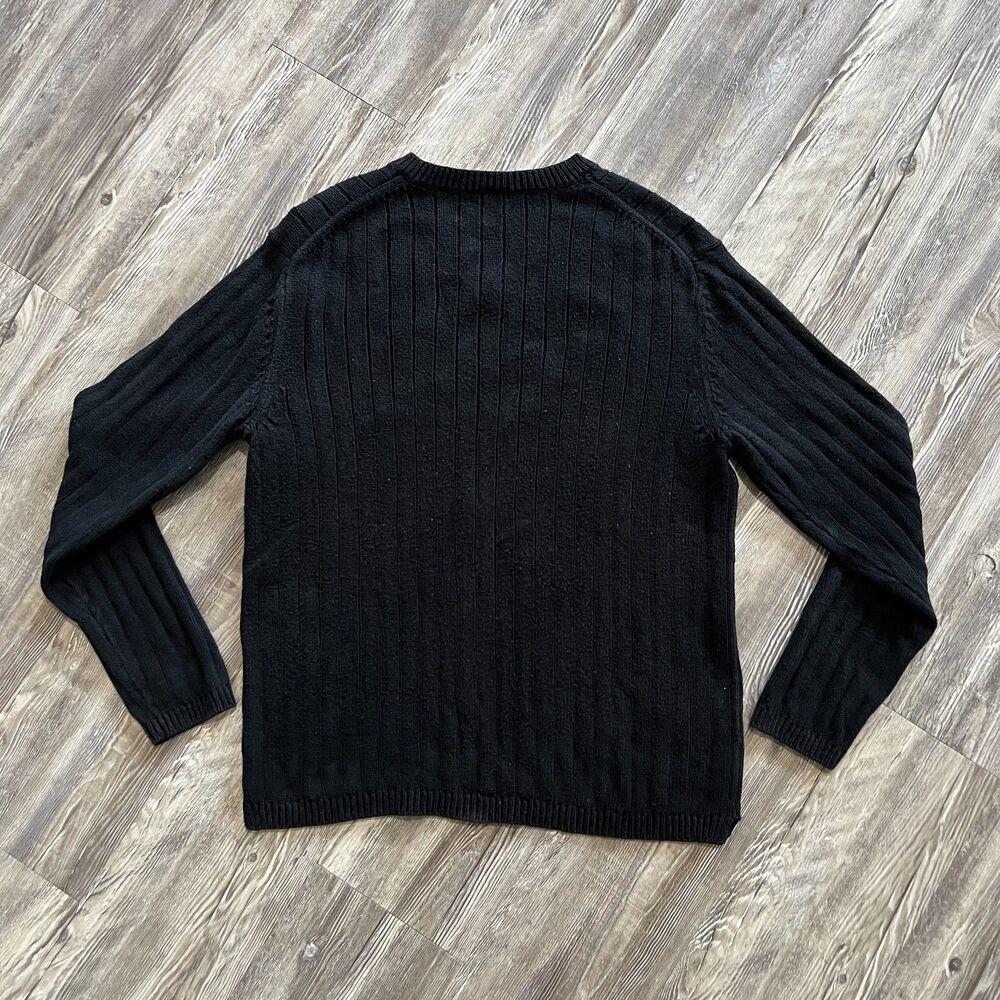 GAP Black Rib-Knit V-Neck Sweater L - Picture 2 of 7